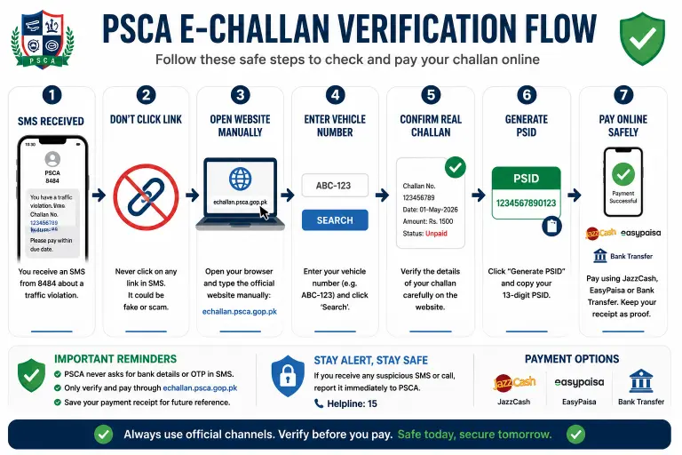 Real vs Fake E-Challan SMS Comparison