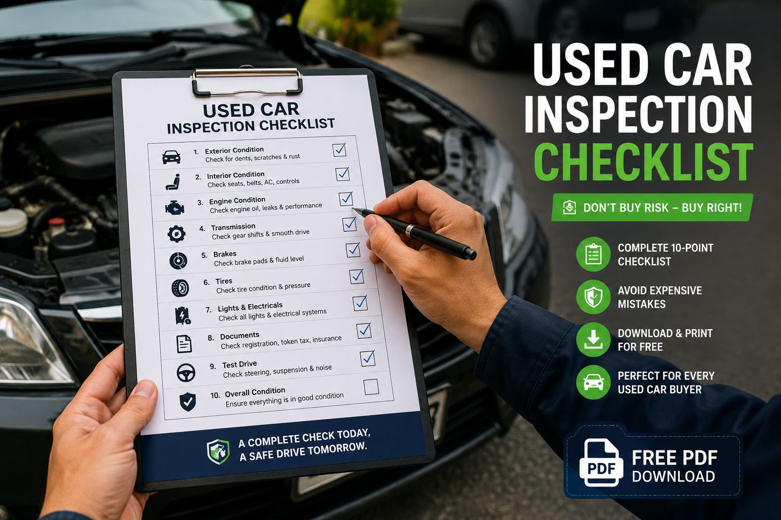 Used Car Inspection Checklist (Free Printable PDF): What to Check Before You Buy in Pakistan