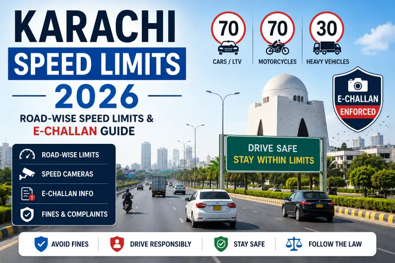Karachi Speed Limits 2026: Road-Wise Speed Limits & E-Challan Guide
