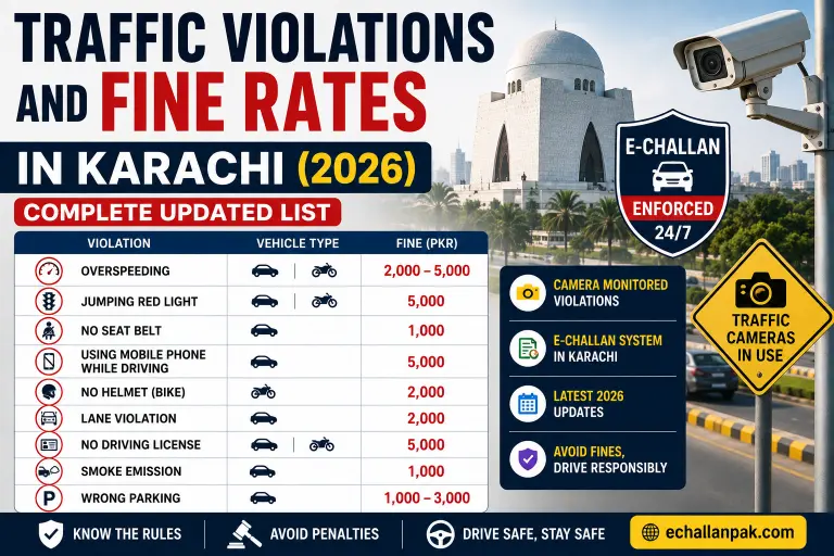 Traffic Violations and Fine Rates in Karachi (2026): Complete Updated List